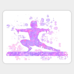 Gymnast on Beam Silhouette Abstract Watercolor Design in Purple Sticker